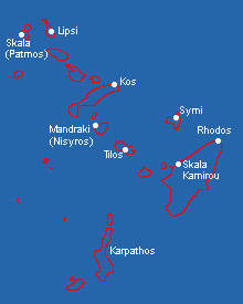 Kaartje Dodecanese eilanden