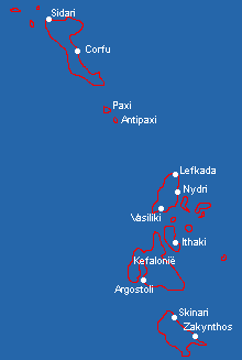 Kaartje de Ionische eilanden